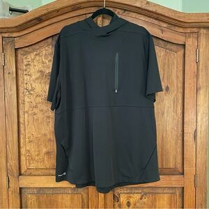 Russell training fit black hooded activewear top.     2 XL